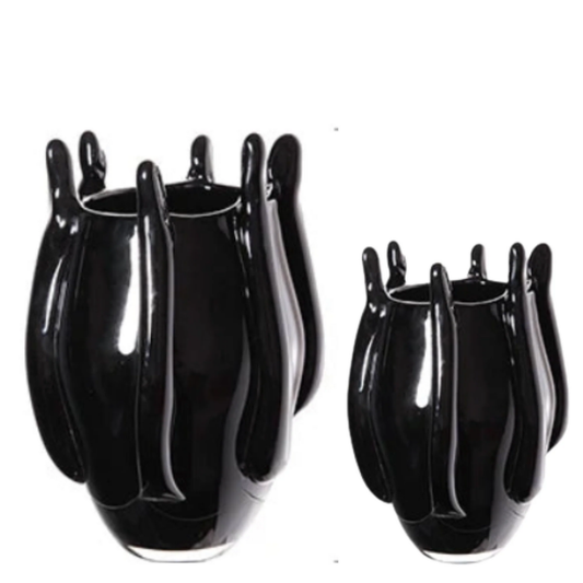 Luxus schwarze Glasvase – modern, einzigartig, Wohnraum Centerpiece