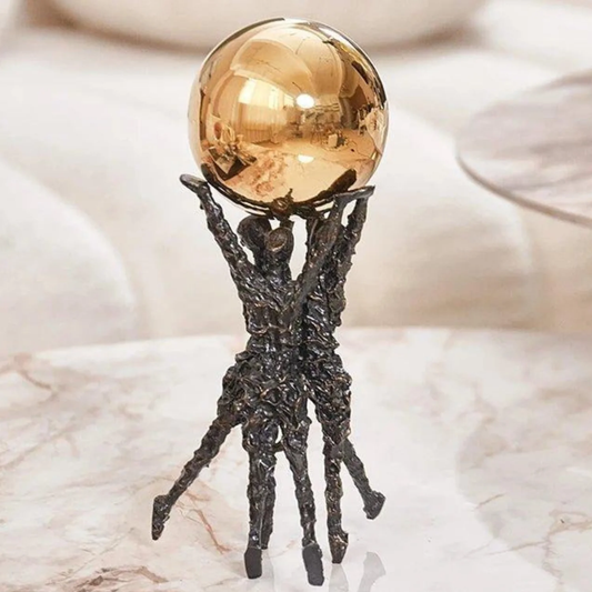 Luxuriöse Goldkugel Skulptur – Metall Tischdekoration,