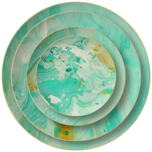 Luxuriöses Green Marble Pattern Bone China Geschirrset
