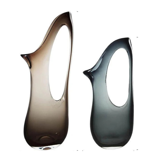 Große handgefertigte Glasvase – modernes Vogel-Design für Blumen