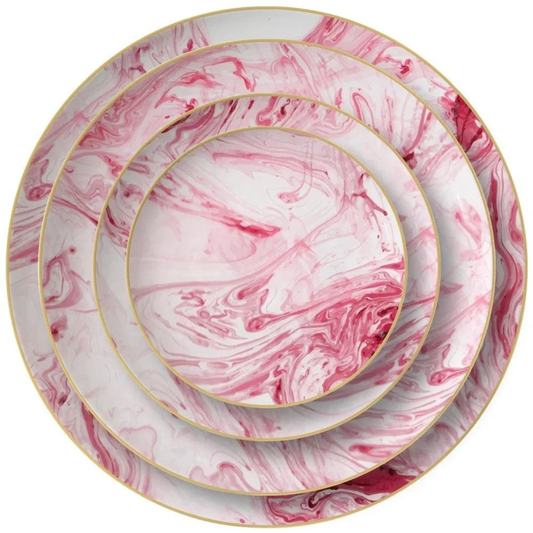 Rosa Marmor Muster Luxus Bone China Geschirrset