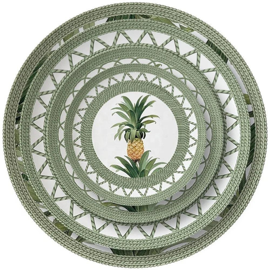 Luxuriöses Geschirrset – Ananas Design mit grünen Blättern