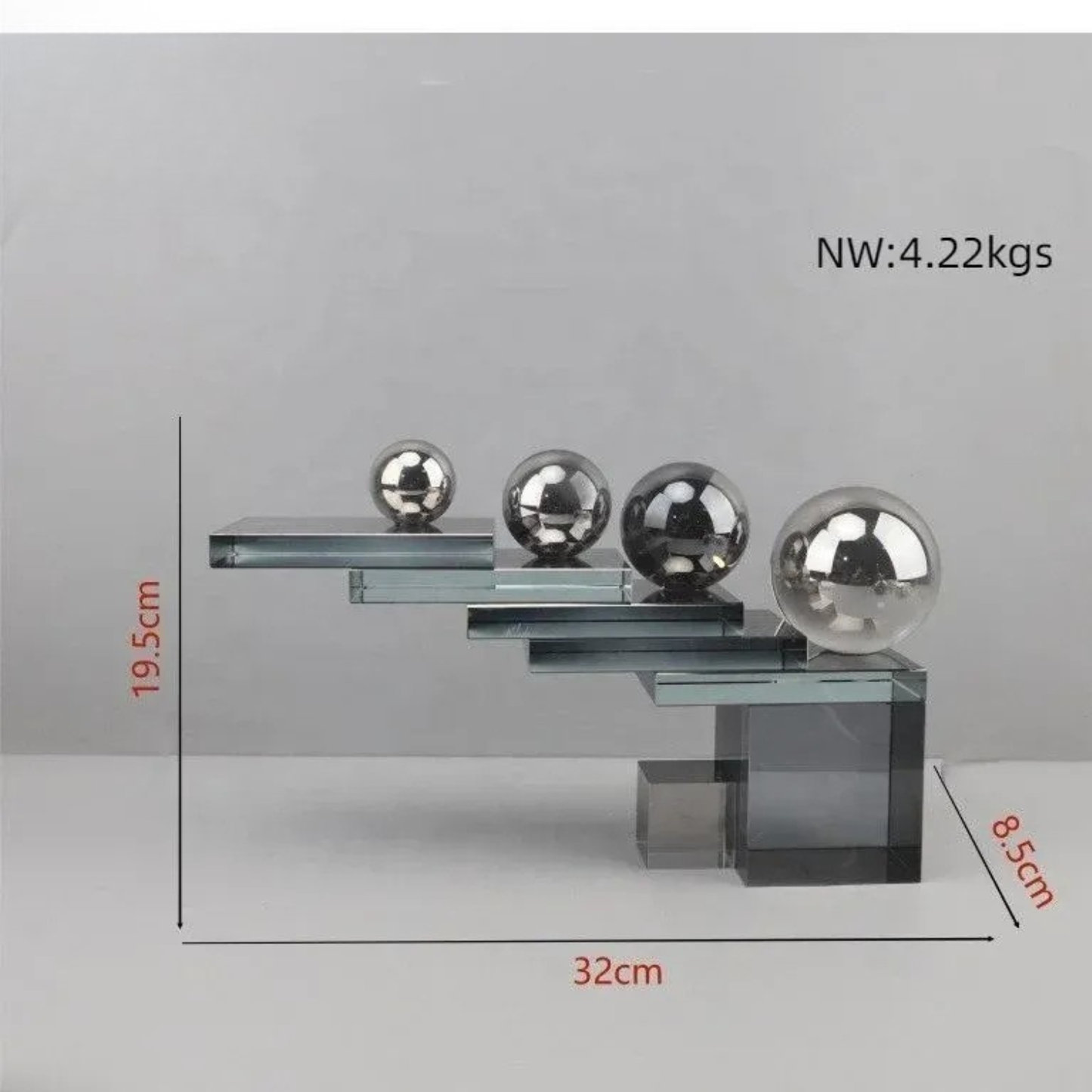 Luxus Silber Kristall Skulptur Geometrisches Glas Design Deko