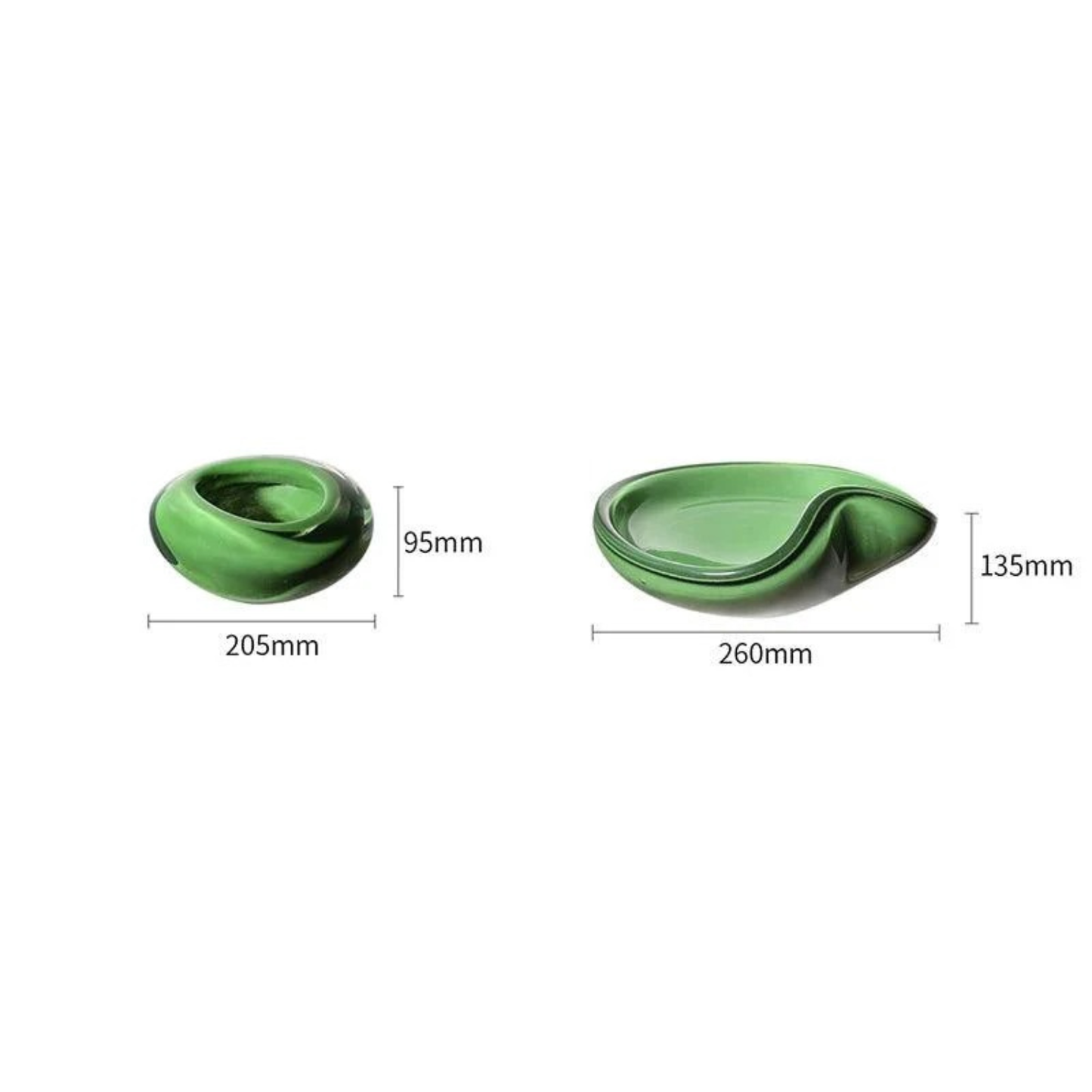 2er Set Grüne Fancy Glas Schale – Dekorative Murano Glas Ornament