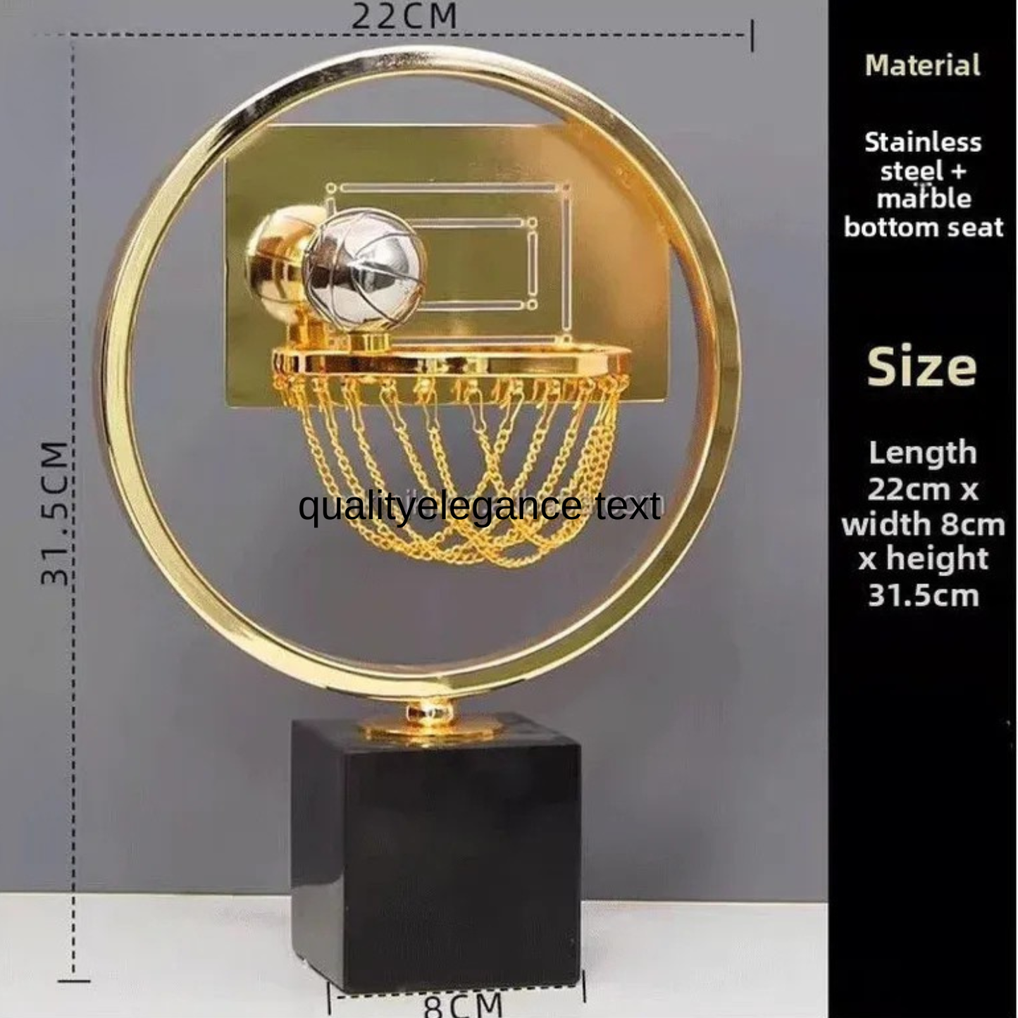 Goldene Basketball Dekofigur Luxus Metall Kreis Design