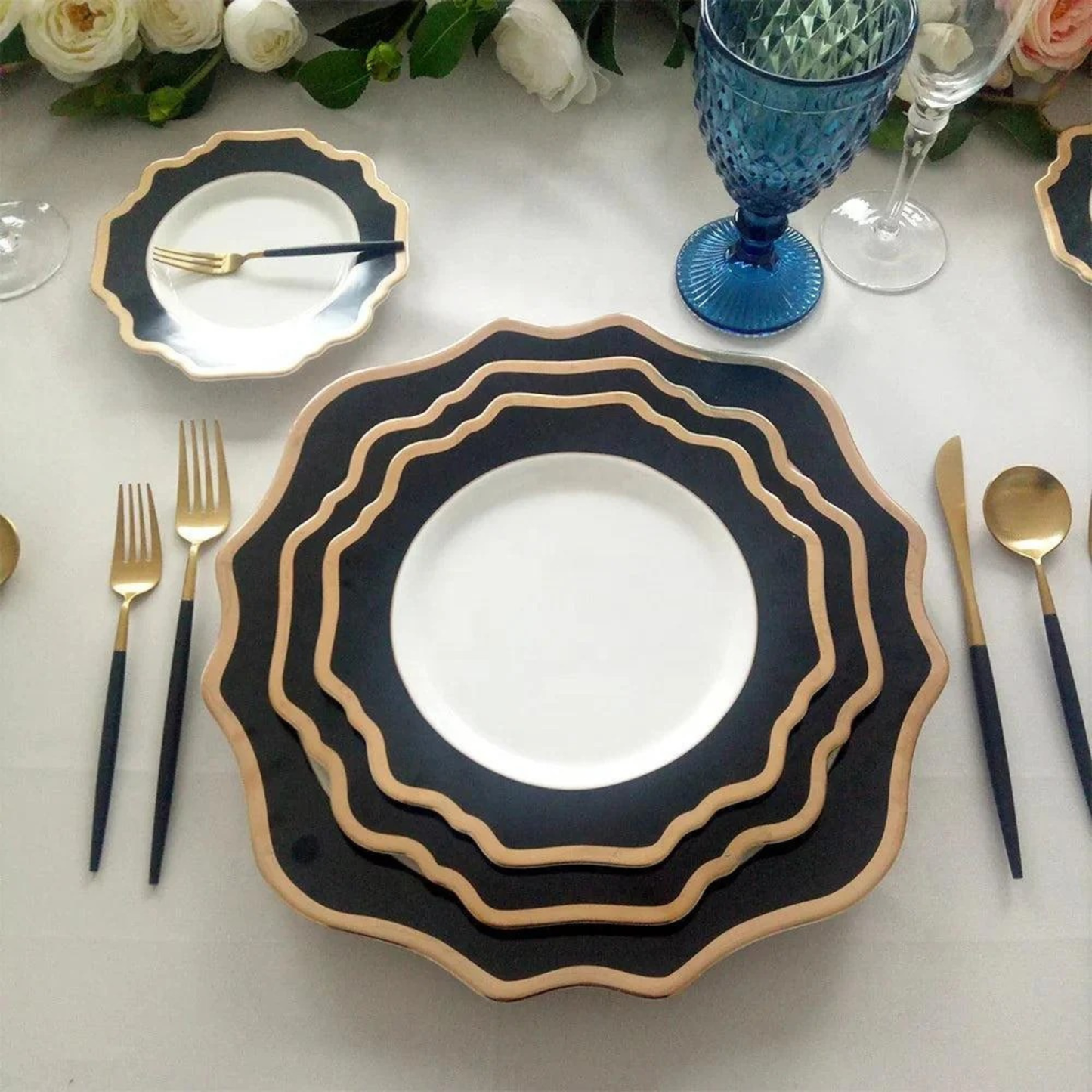 Black Gold Edged Design Geschirrset