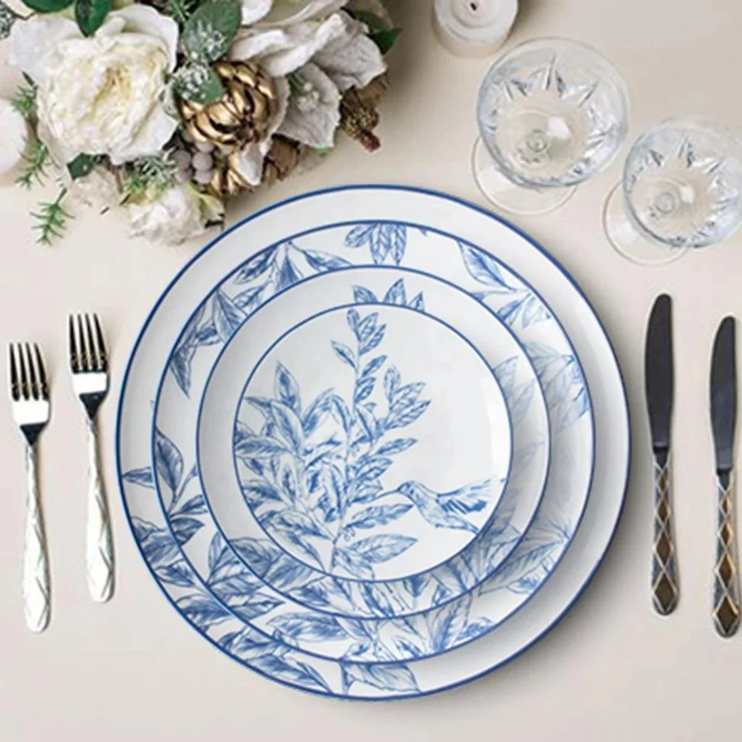 Designer Blau Luxus Bone China Geschirrset