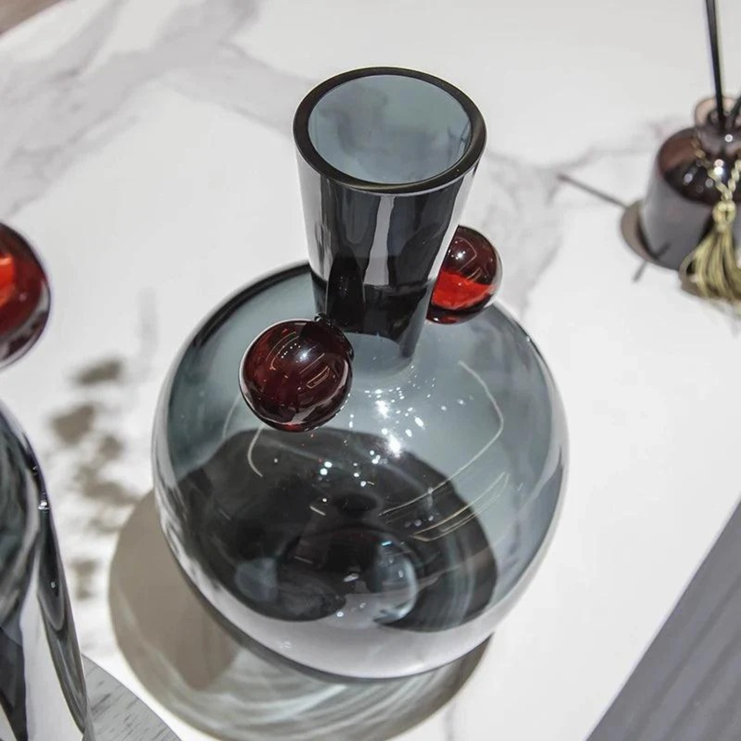 Luxusgraue Glasvase – modern, einzigartig, für Blumen & Hydroponik