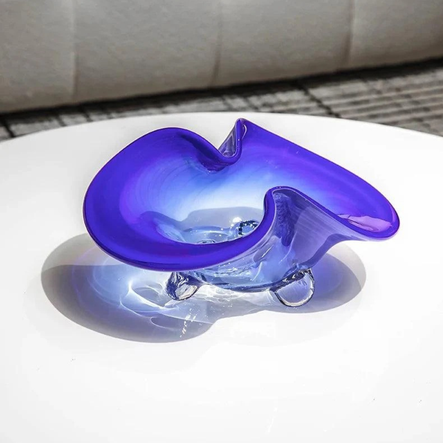 Modern Luxus Handgefertigte Große Blaue Kristallglas Schalen