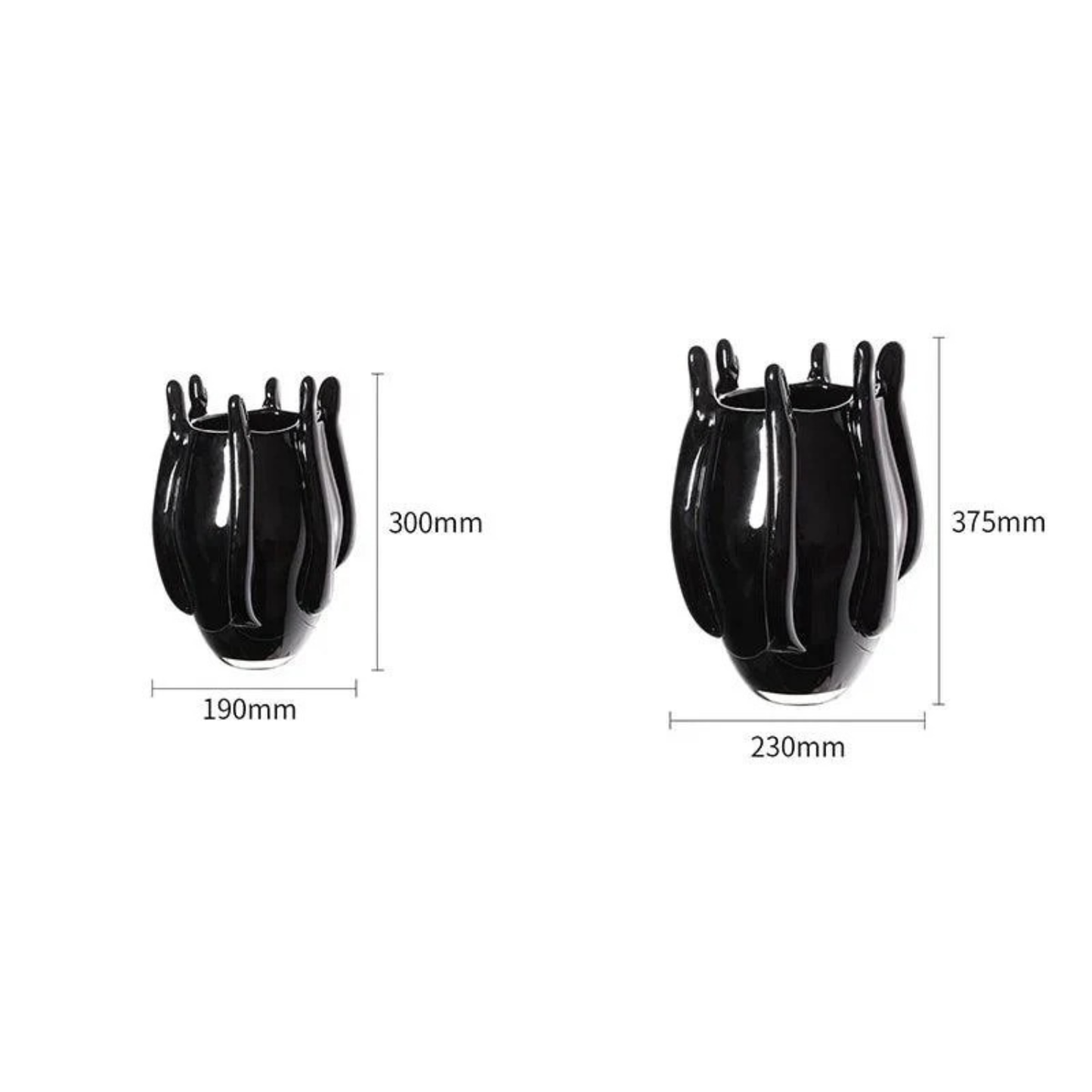 Luxus schwarze Glasvase – modern, einzigartig, Wohnraum Centerpiece