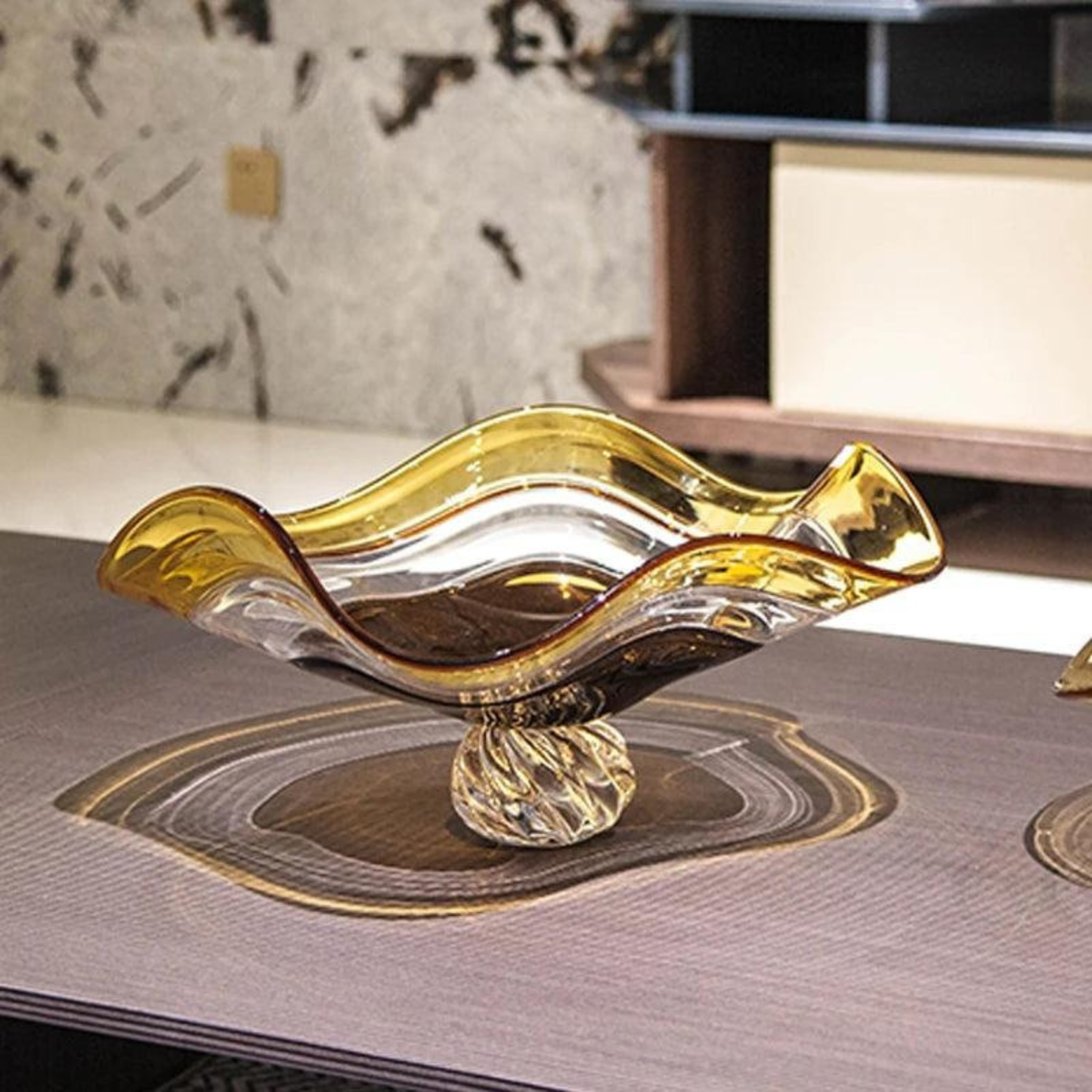 2er Set Luxus Modern Handgefertigte Braune Glas Schalen