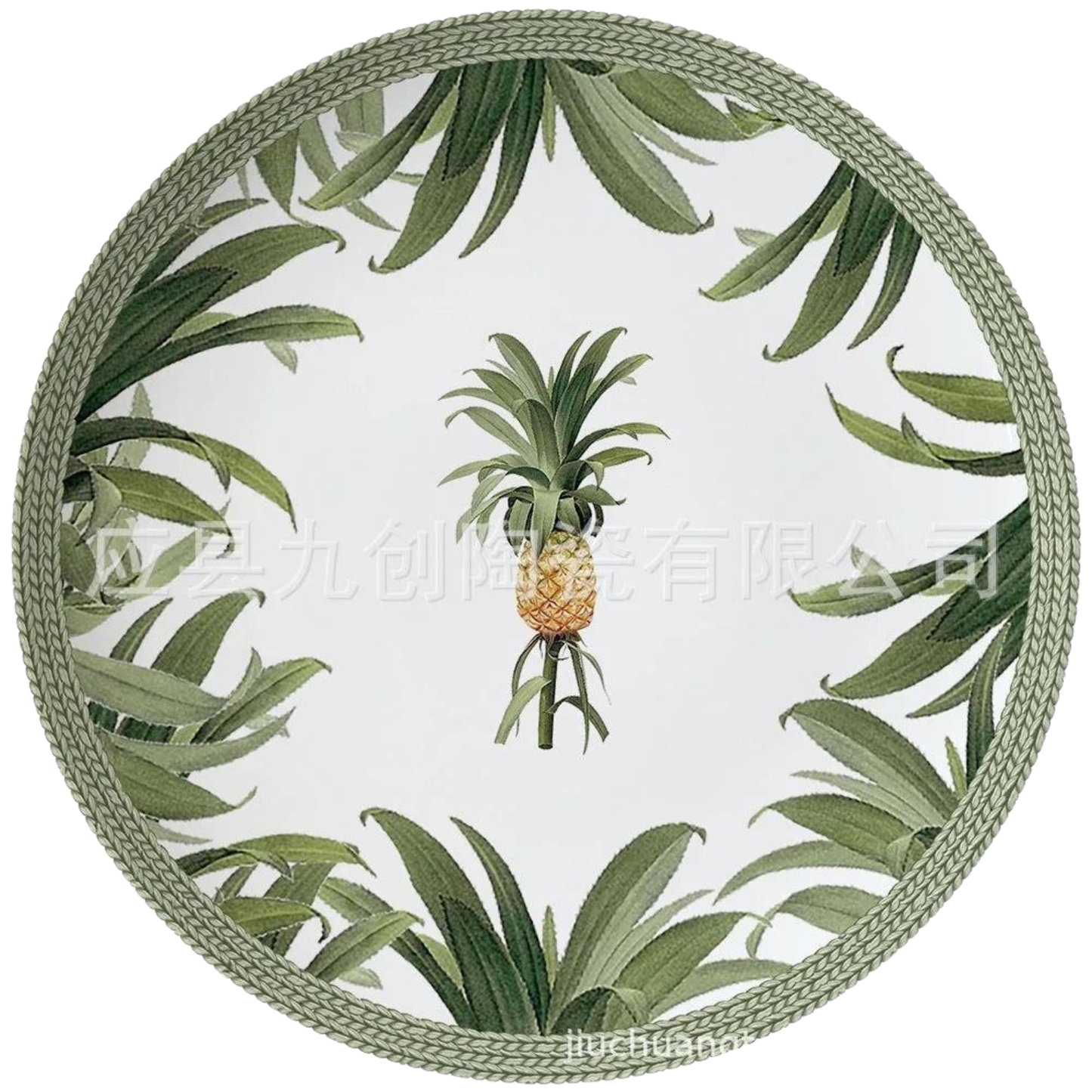 Luxuriöses Geschirrset – Ananas Design mit grünen Blättern