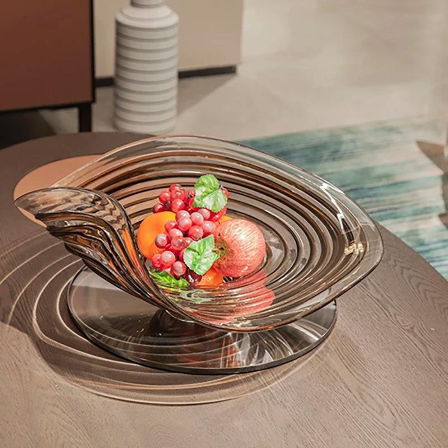 Dekorative Luxus Glas Obst- & Salatschale mit Standfuß