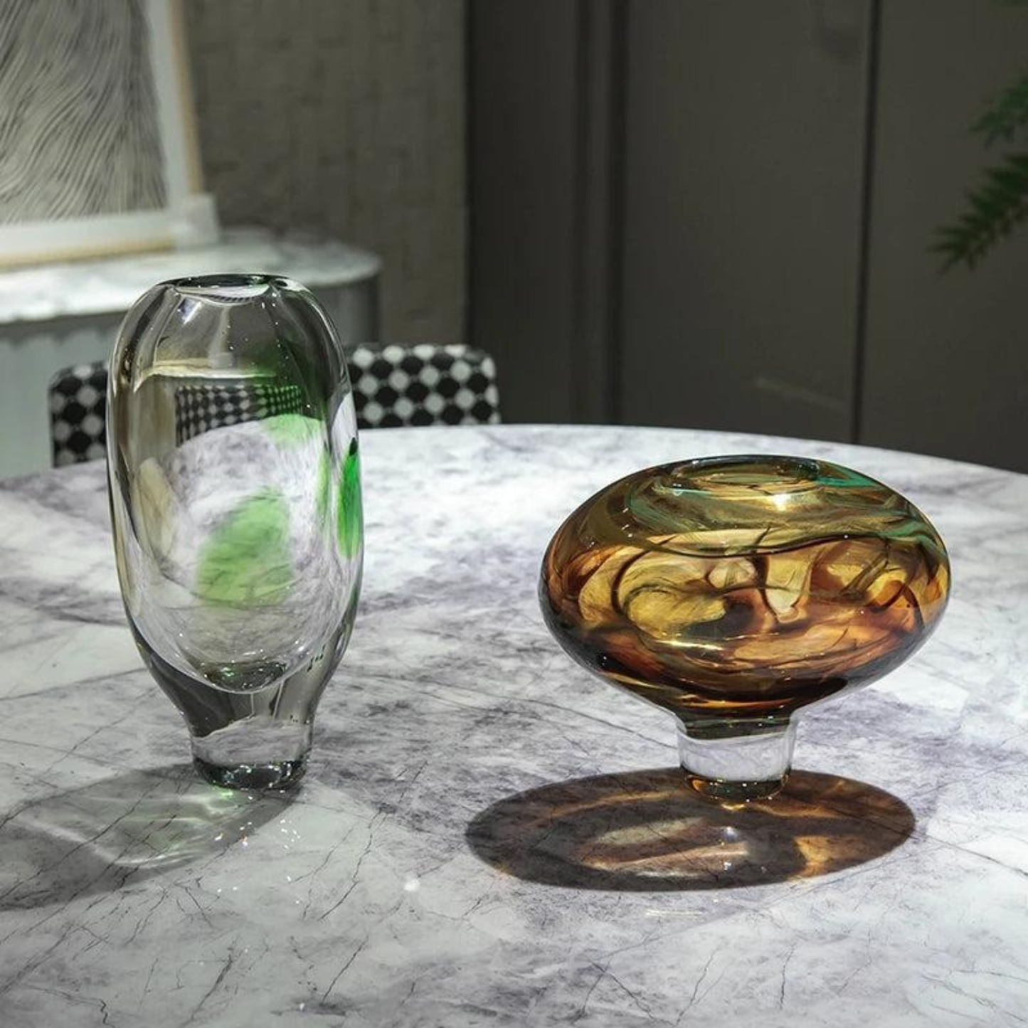 Luxus Handgefertigte Farbige Glasvase – Modernes Design