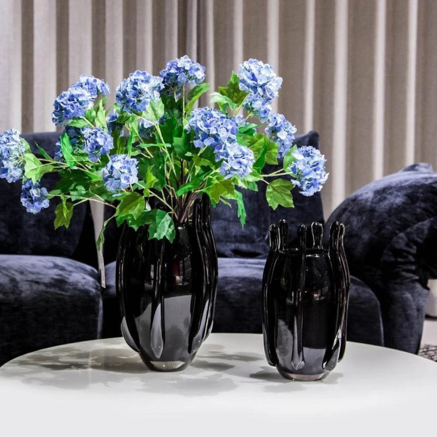Luxus schwarze Glasvase – modern, einzigartig, Wohnraum Centerpiece
