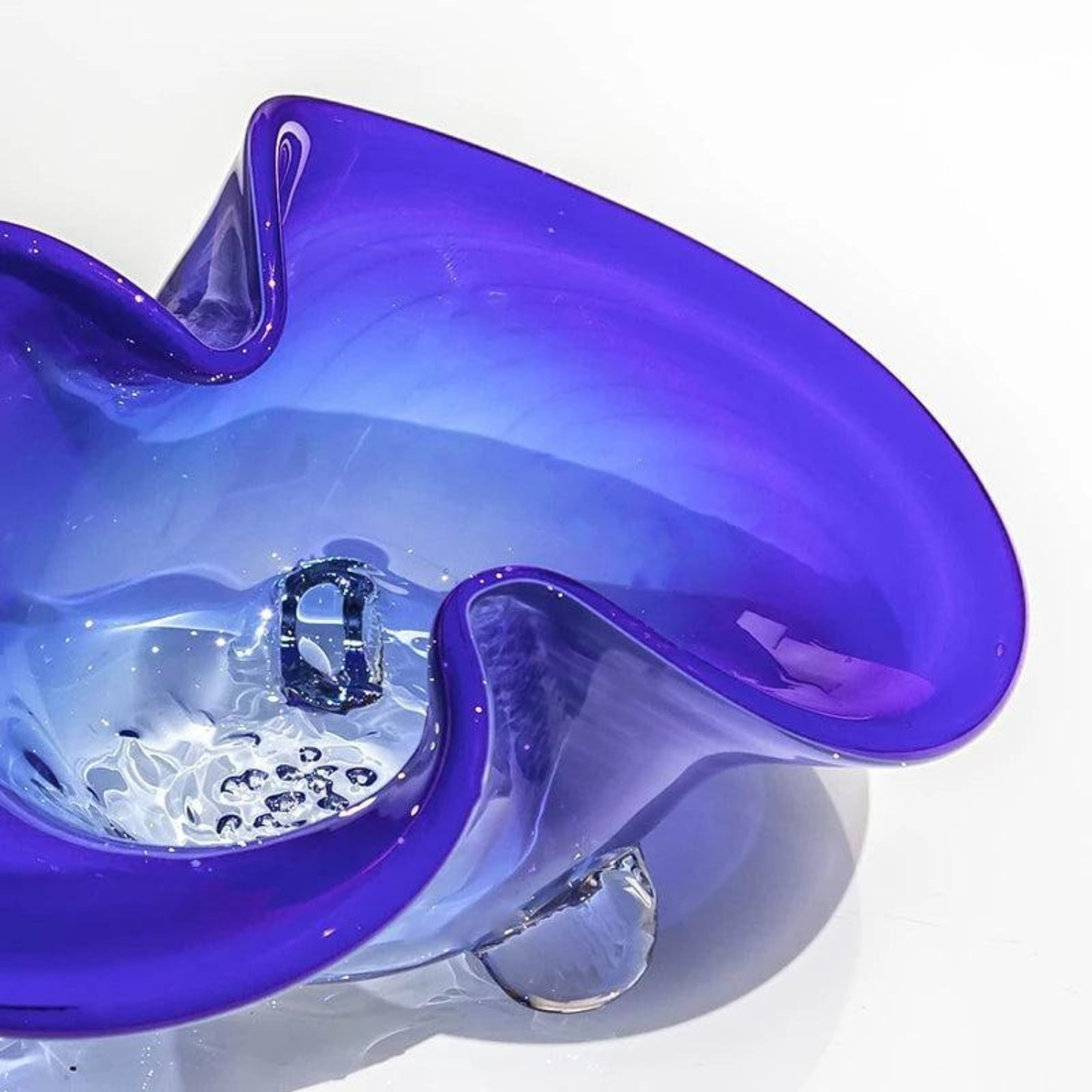 Modern Luxus Handgefertigte Große Blaue Kristallglas Schalen