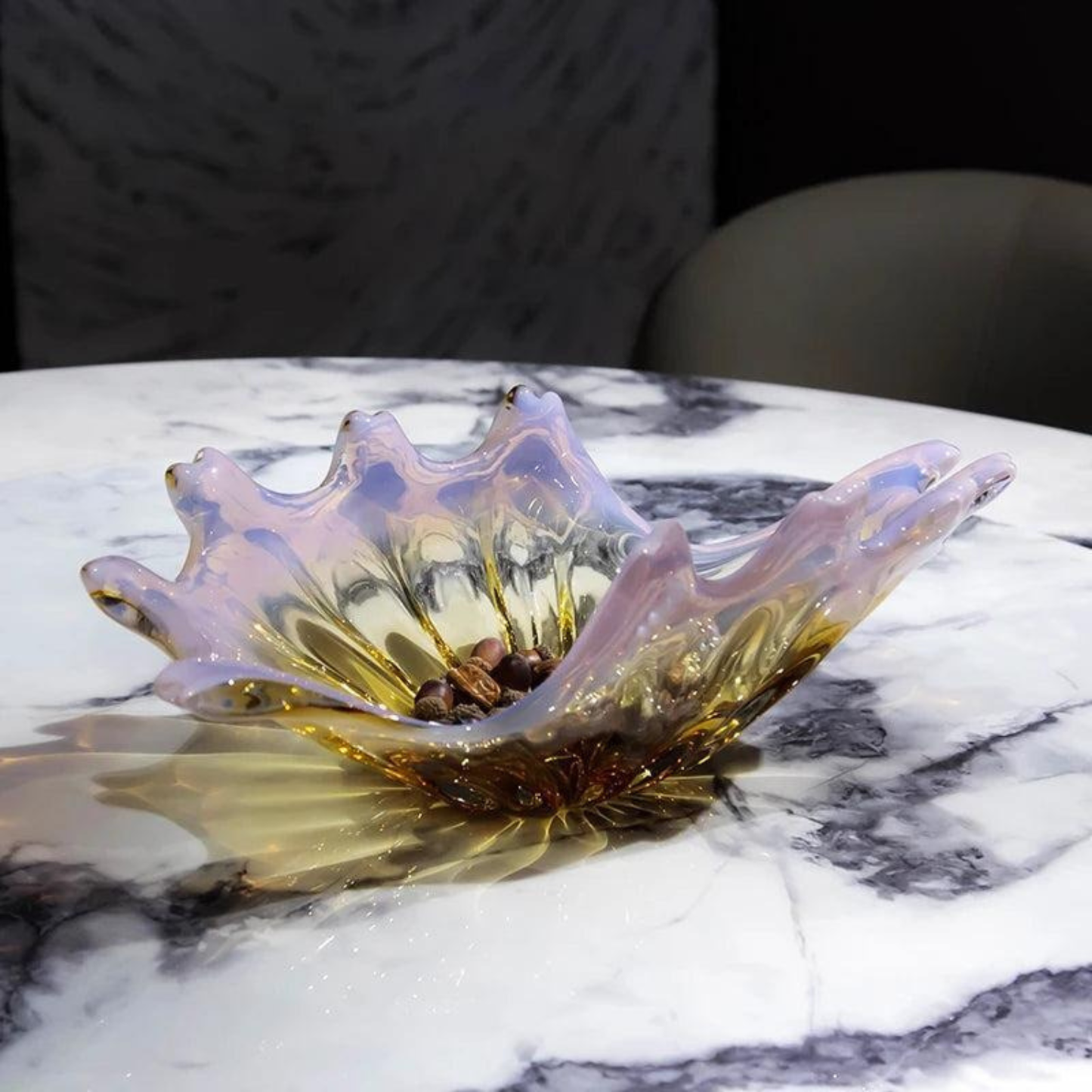 Nordic Modern Große Amber Oval Glas Schale