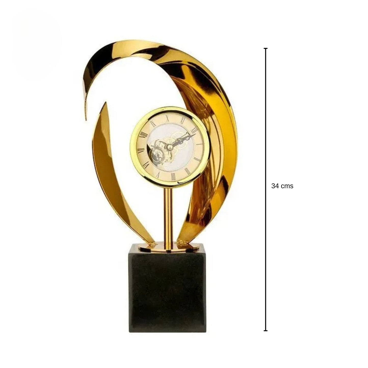 Luxuriöse Goldene Tischuhr mit Marmor Sockel