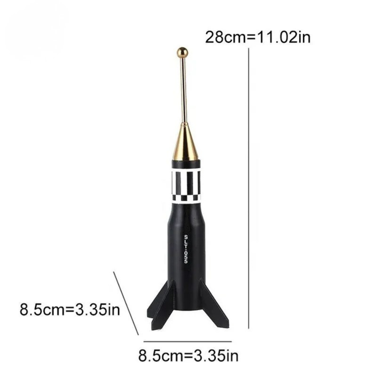 Schwarze Raketen-Dekofigur mit Goldakzenten