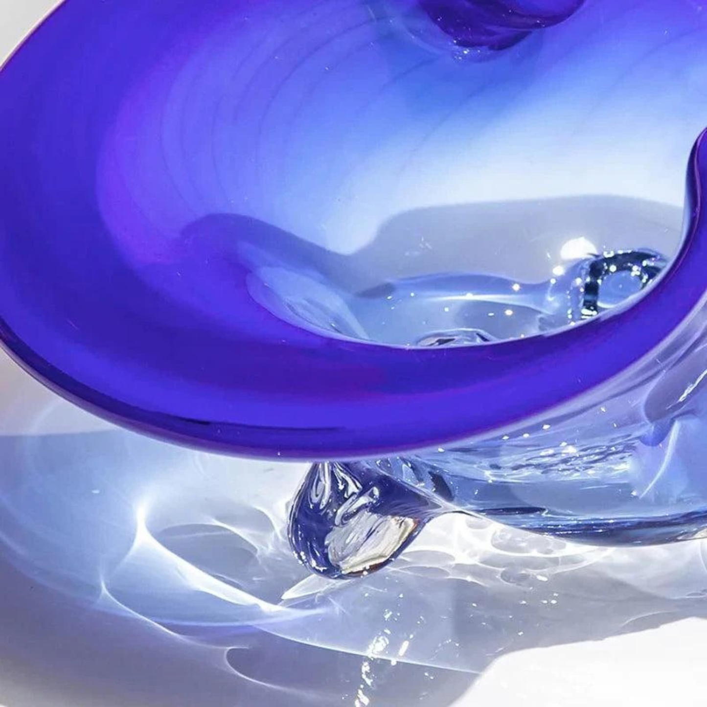 Modern Luxus Handgefertigte Große Blaue Kristallglas Schalen
