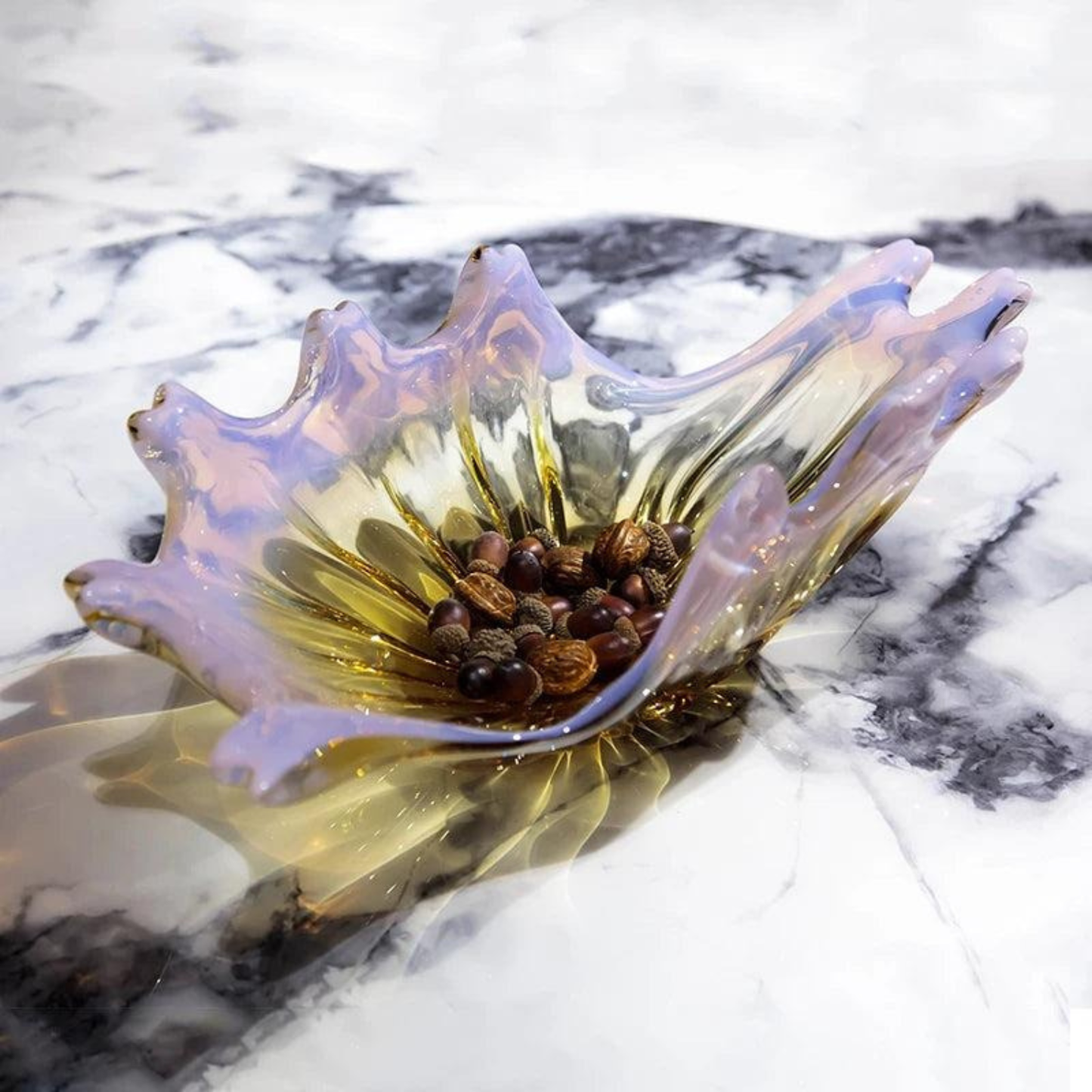 Nordic Modern Große Amber Oval Glas Schale