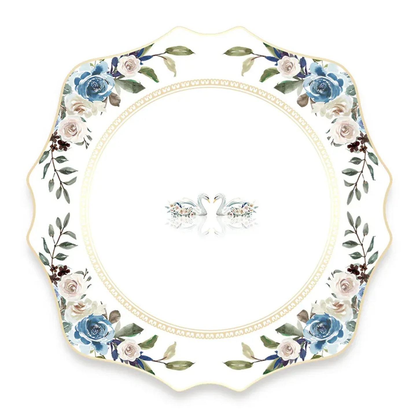Exquisites Blumengeschirr Set – Bone China Goldrand Luxus
