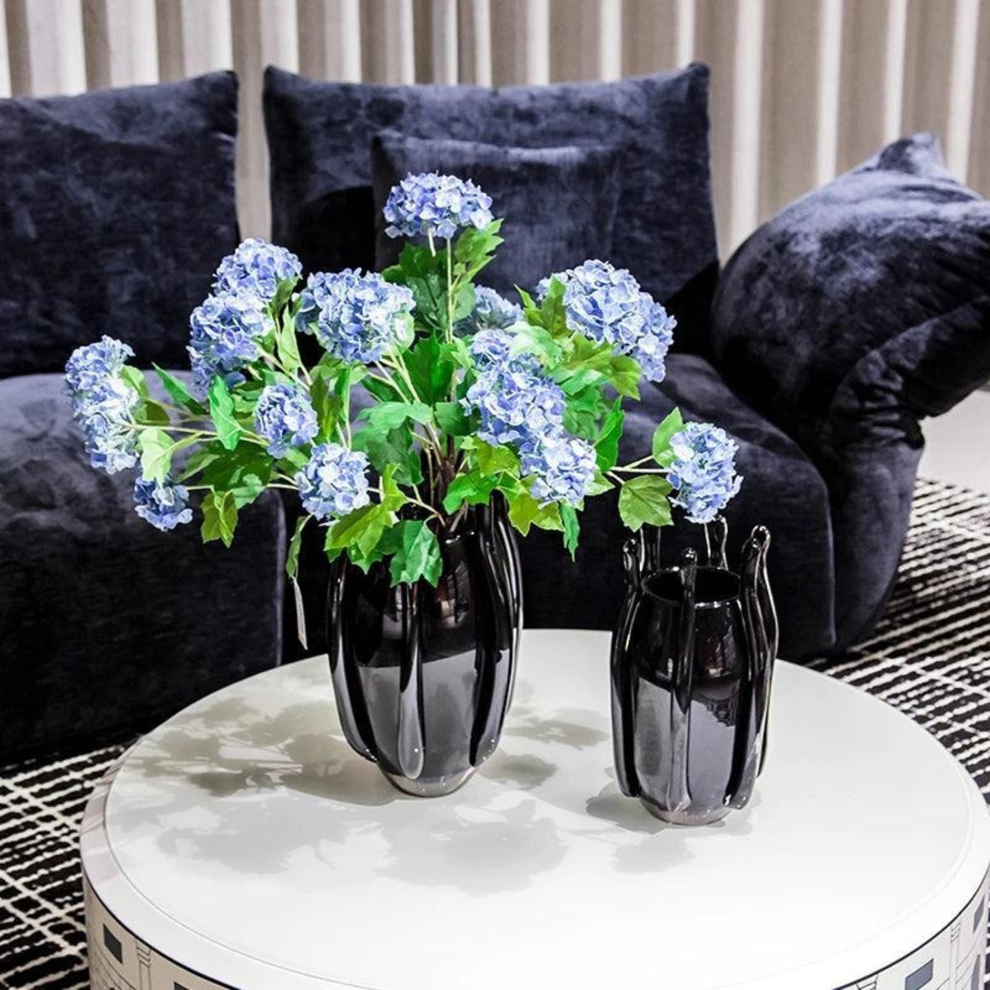 Luxus schwarze Glasvase – modern, einzigartig, Wohnraum Centerpiece