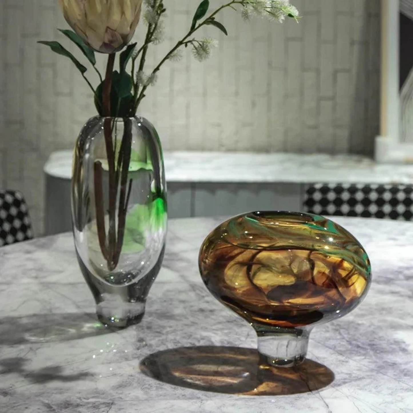 Luxus Handgefertigte Farbige Glasvase – Modernes Design