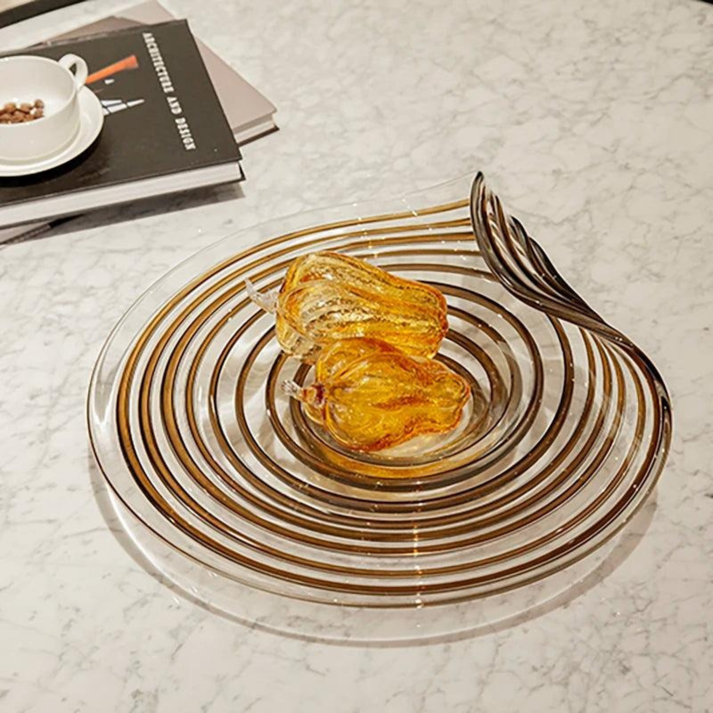 Dekorative Luxus Glas Obst- & Salatschale mit Standfuß