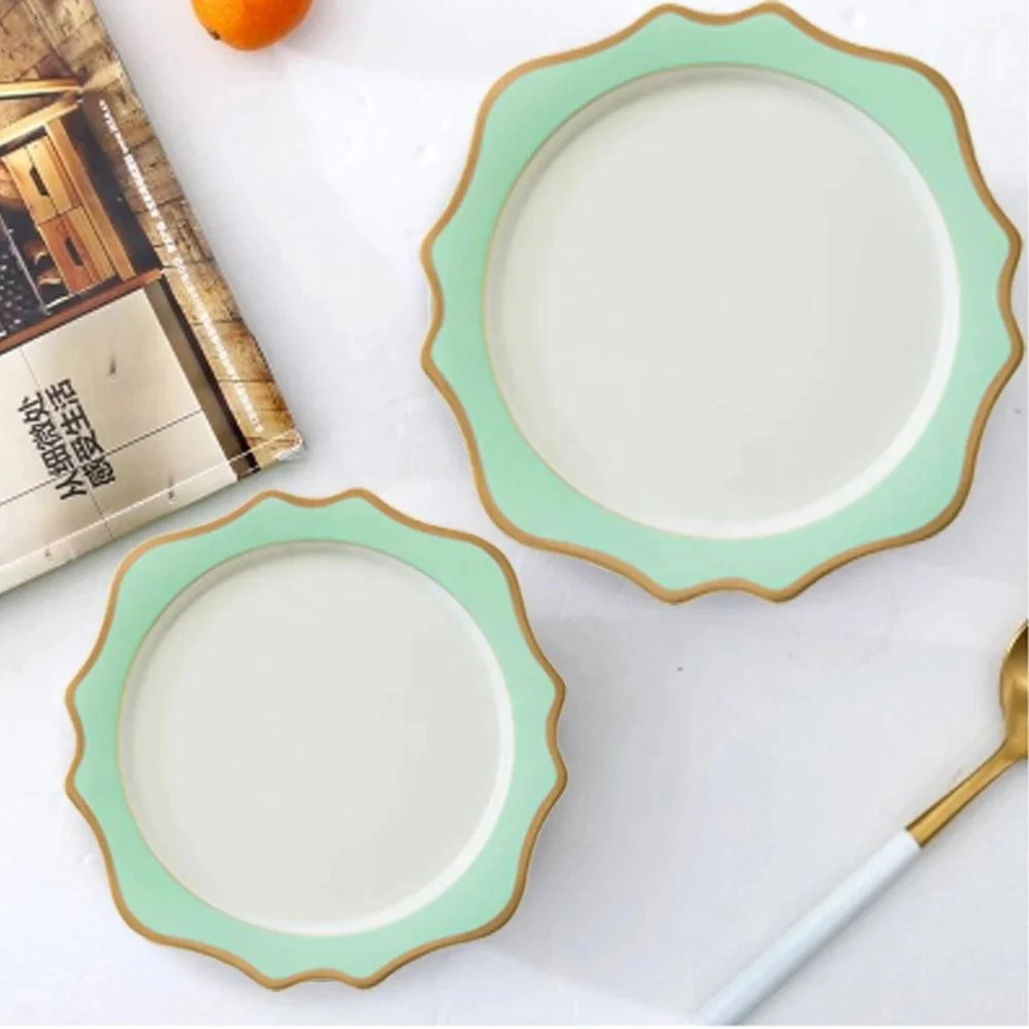 Luxuriöses Sonnenblumen Design mit Goldrand 4tlg