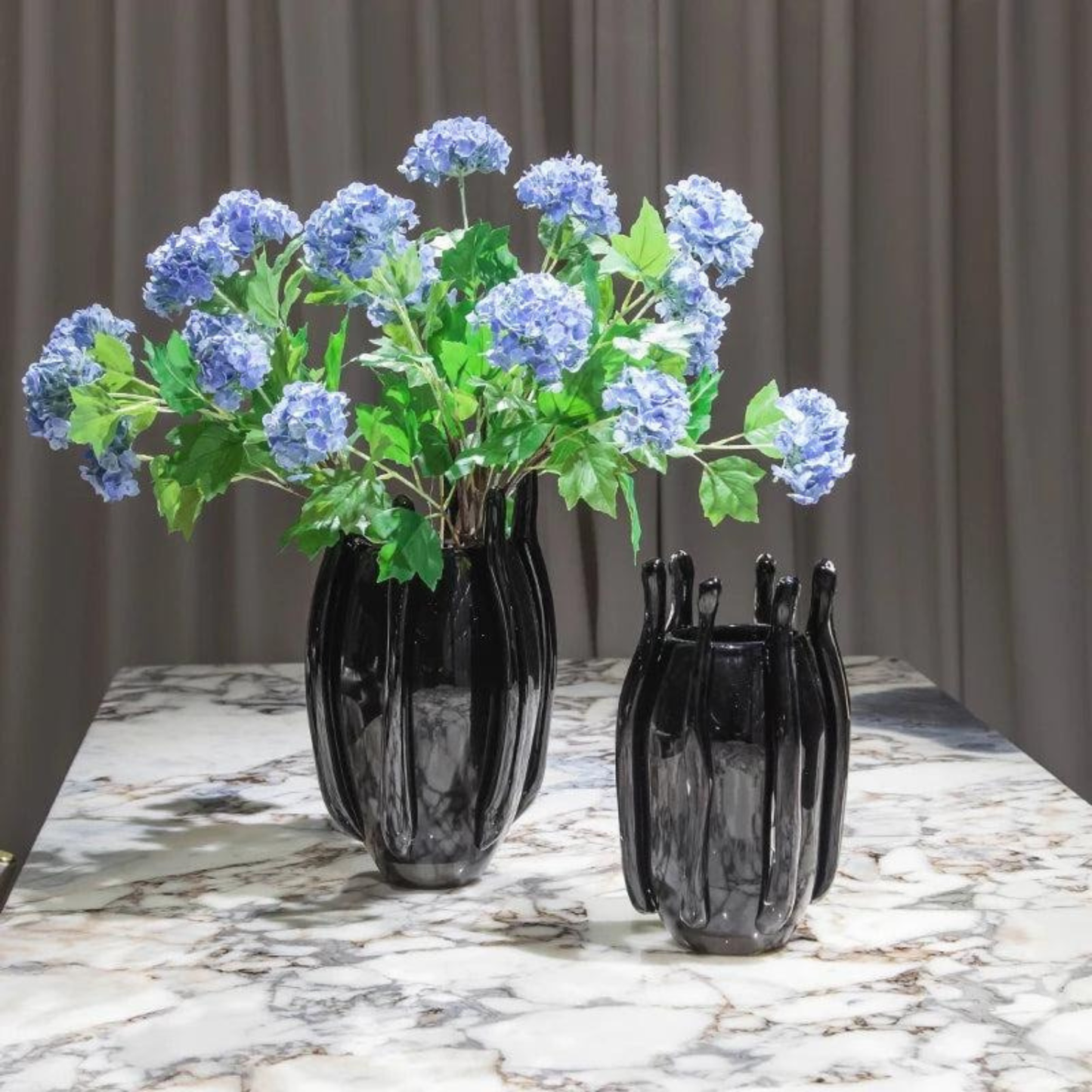 Luxus schwarze Glasvase – modern, einzigartig, Wohnraum Centerpiece