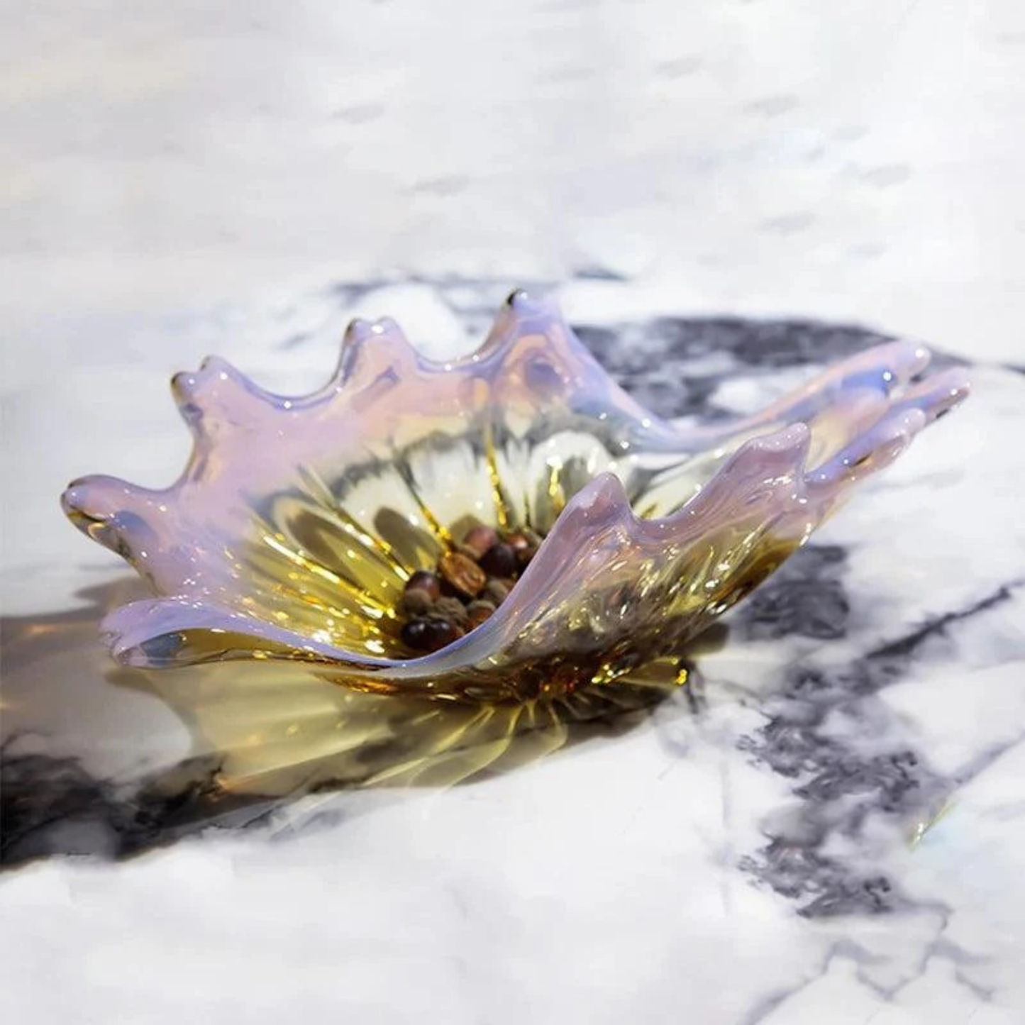 Nordic Modern Große Amber Oval Glas Schale