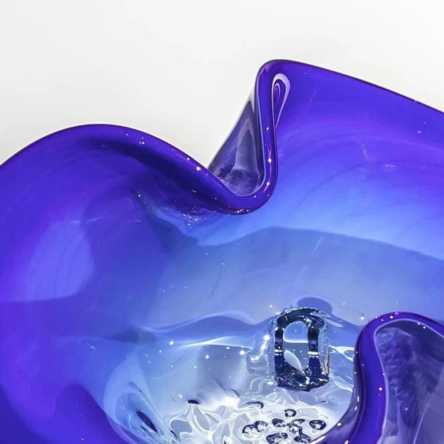 Modern Luxus Handgefertigte Große Blaue Kristallglas Schalen