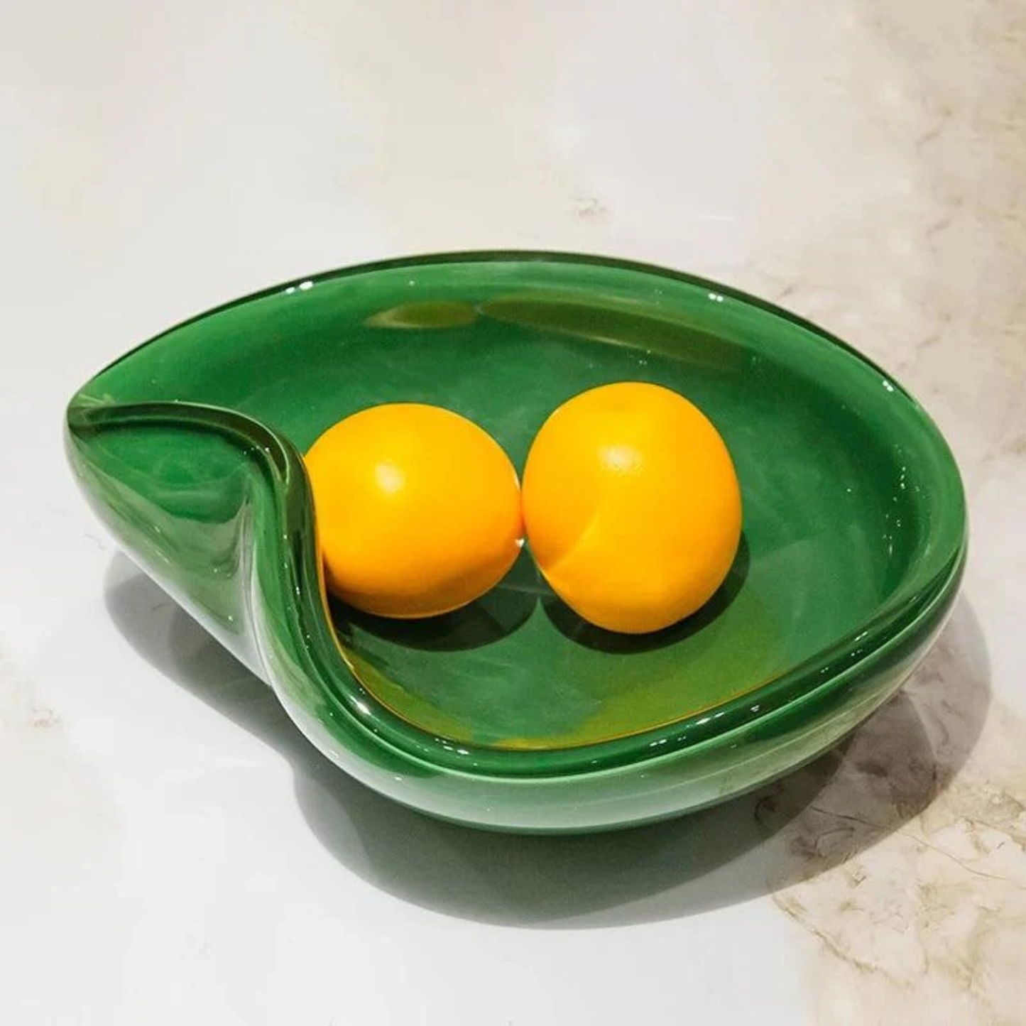 2er Set Grüne Fancy Glas Schale – Dekorative Murano Glas Ornament