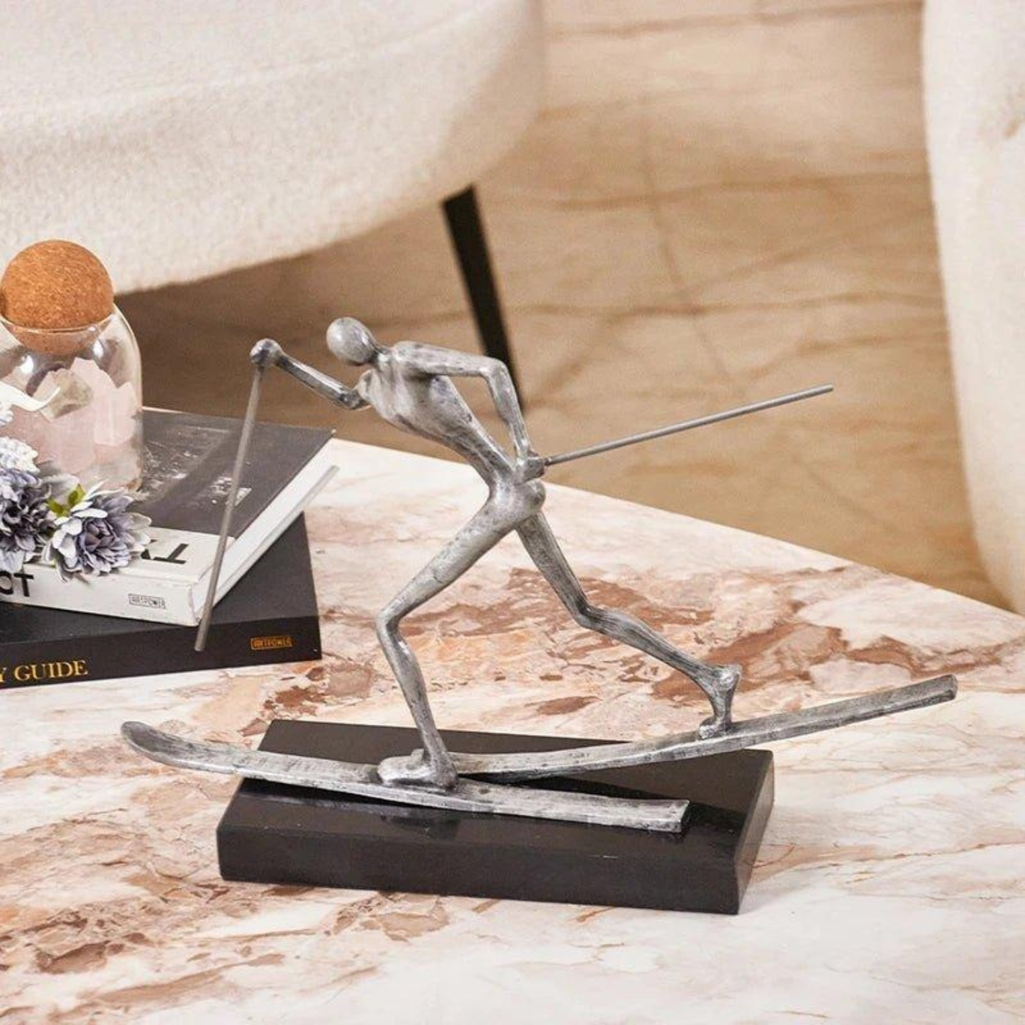 Luxuriöse Skating Man Skulptur – Handgefertigte