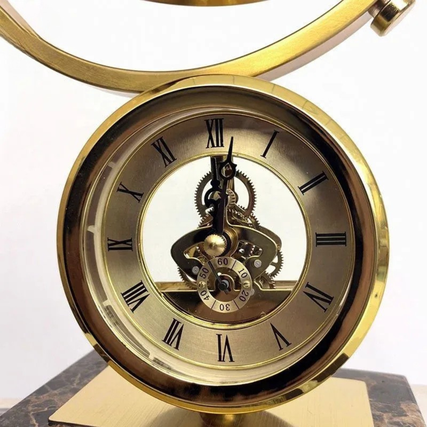 Luxus Globus Uhr Skulptur Gold Marmor Deko