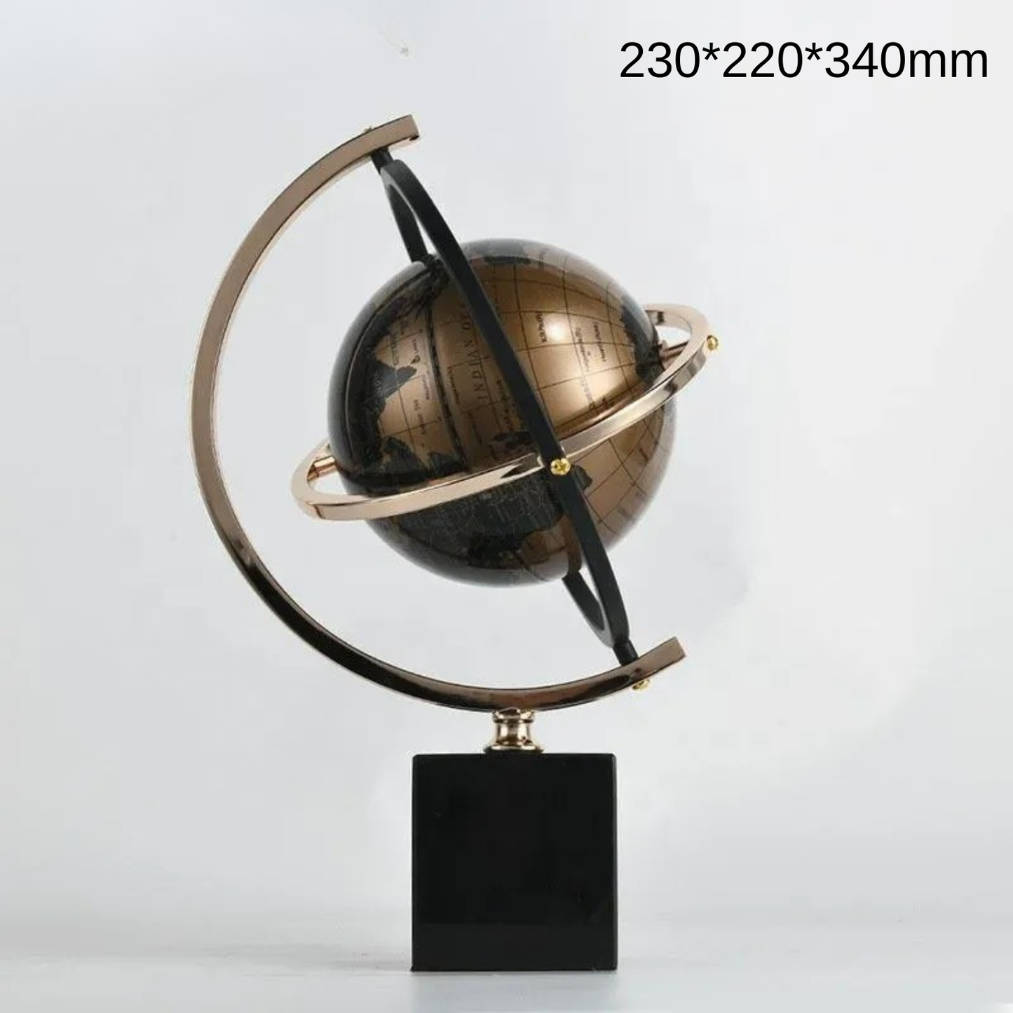 Luxuriöser Schwarz Gold Globus mit Marmor Sockel