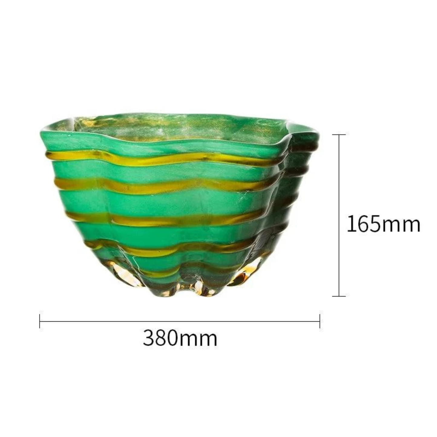 2er Set Luxus Wellenförmige Grüne Glas Schalen