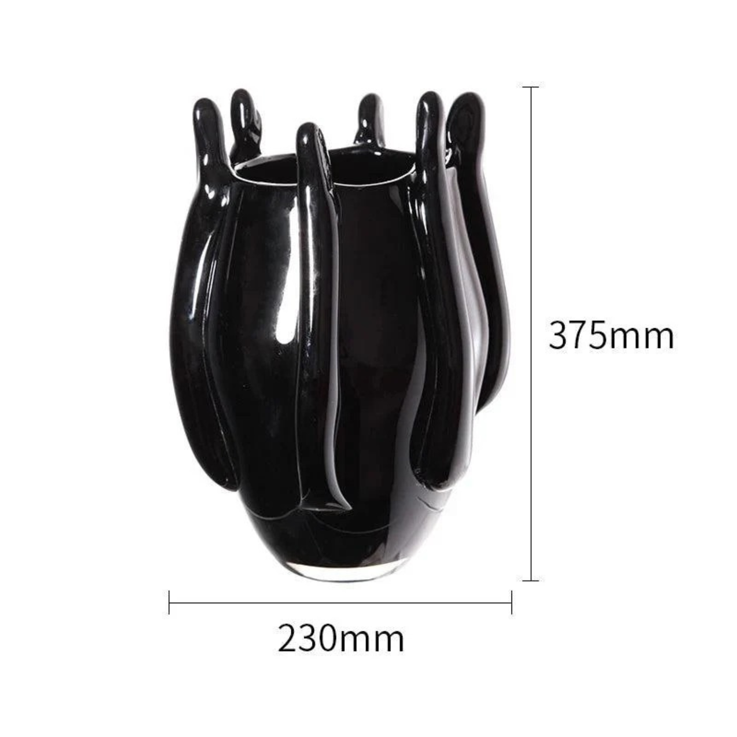 Luxus schwarze Glasvase – modern, einzigartig, Wohnraum Centerpiece