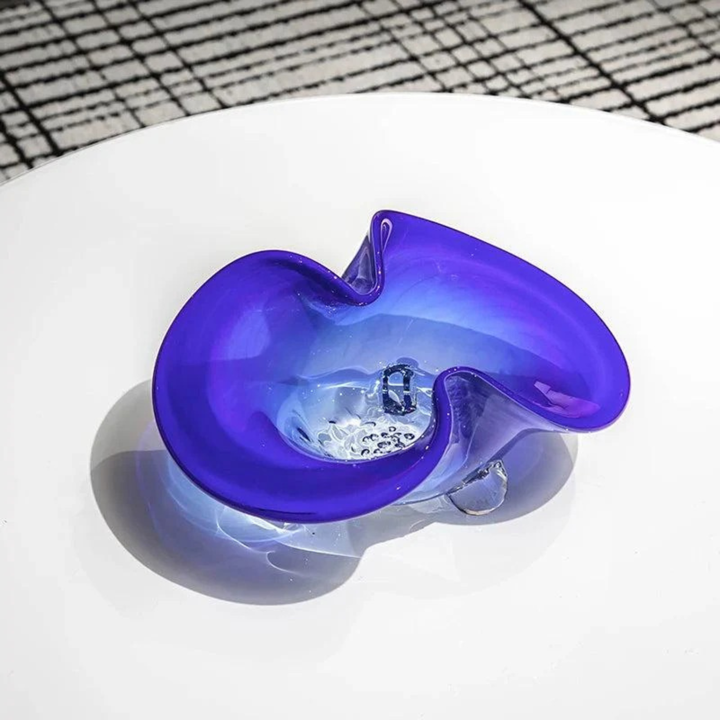 Modern Luxus Handgefertigte Große Blaue Kristallglas Schalen