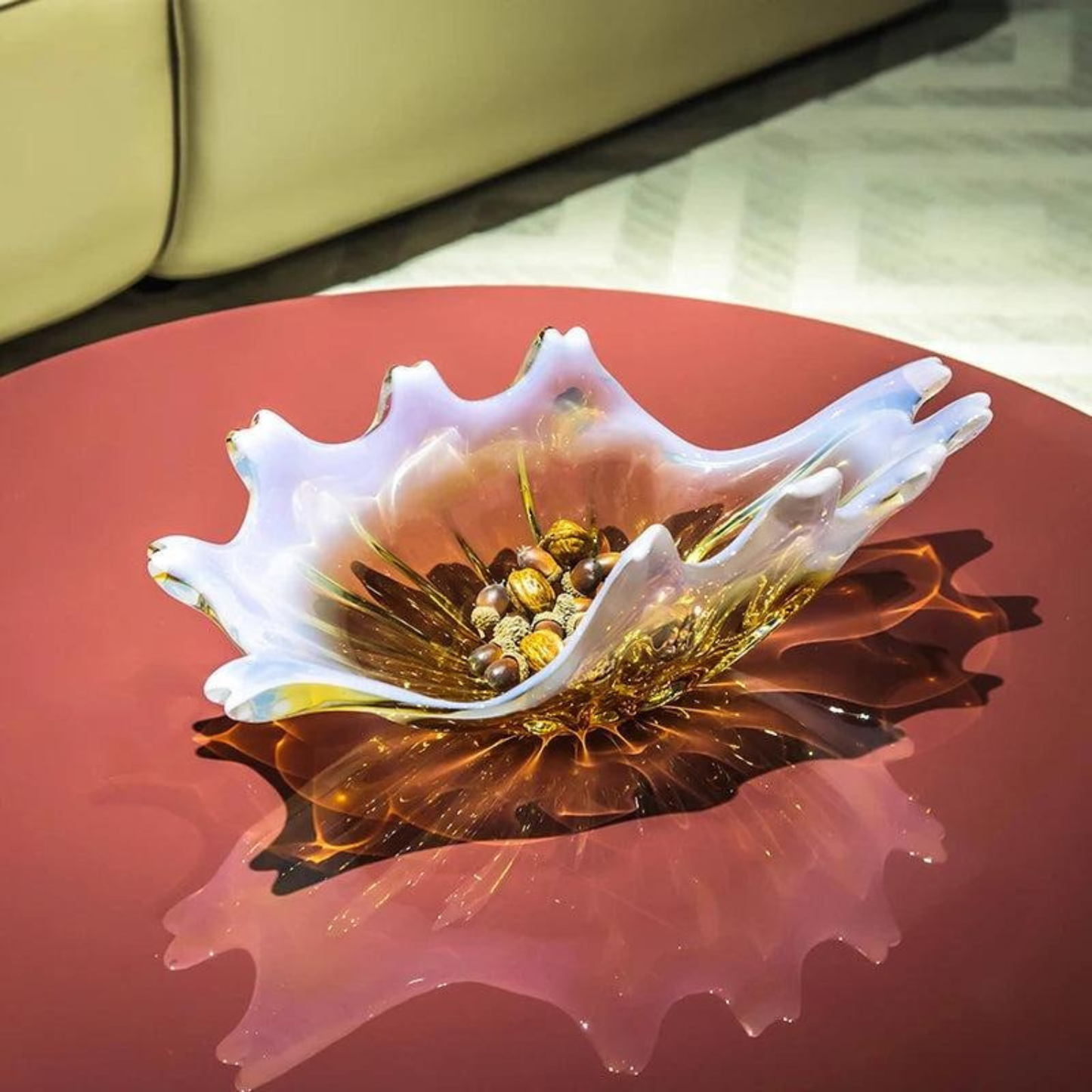 Nordic Modern Große Amber Oval Glas Schale