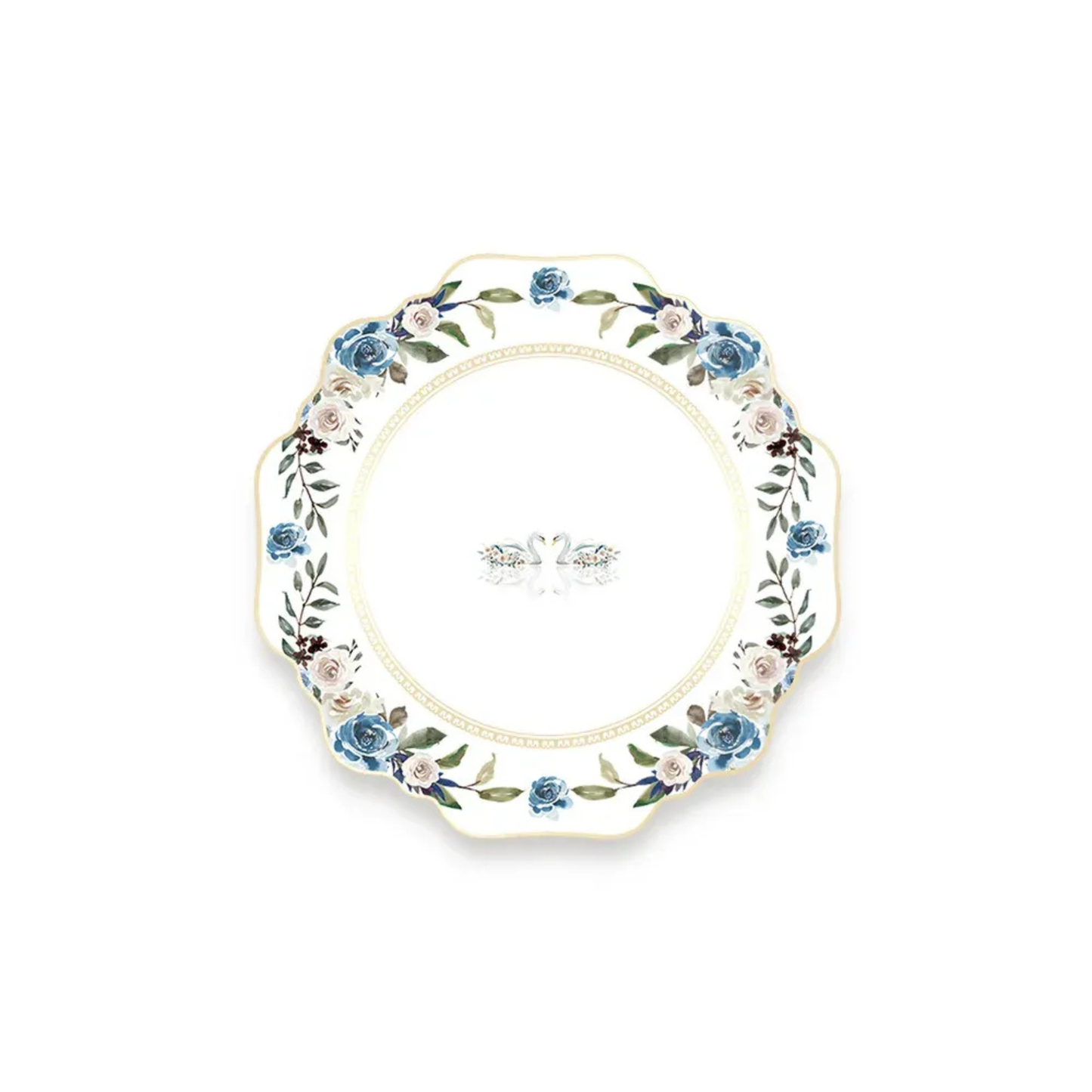 Exquisites Blumengeschirr Set – Bone China Goldrand Luxus