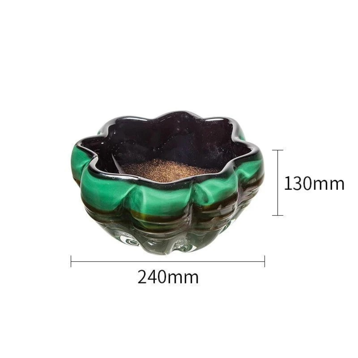 2er Set Luxus Wellenförmige Grüne Glas Schalen