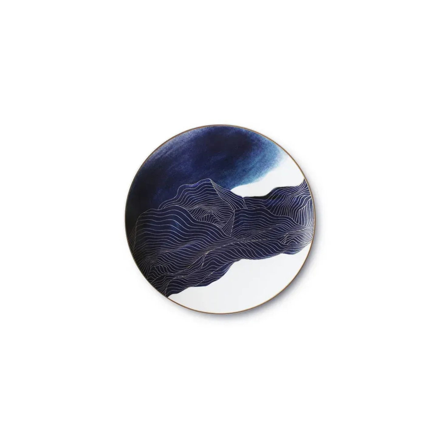 Luxuriöses Blau-Marmor Bone China Geschirrset mit Goldrand