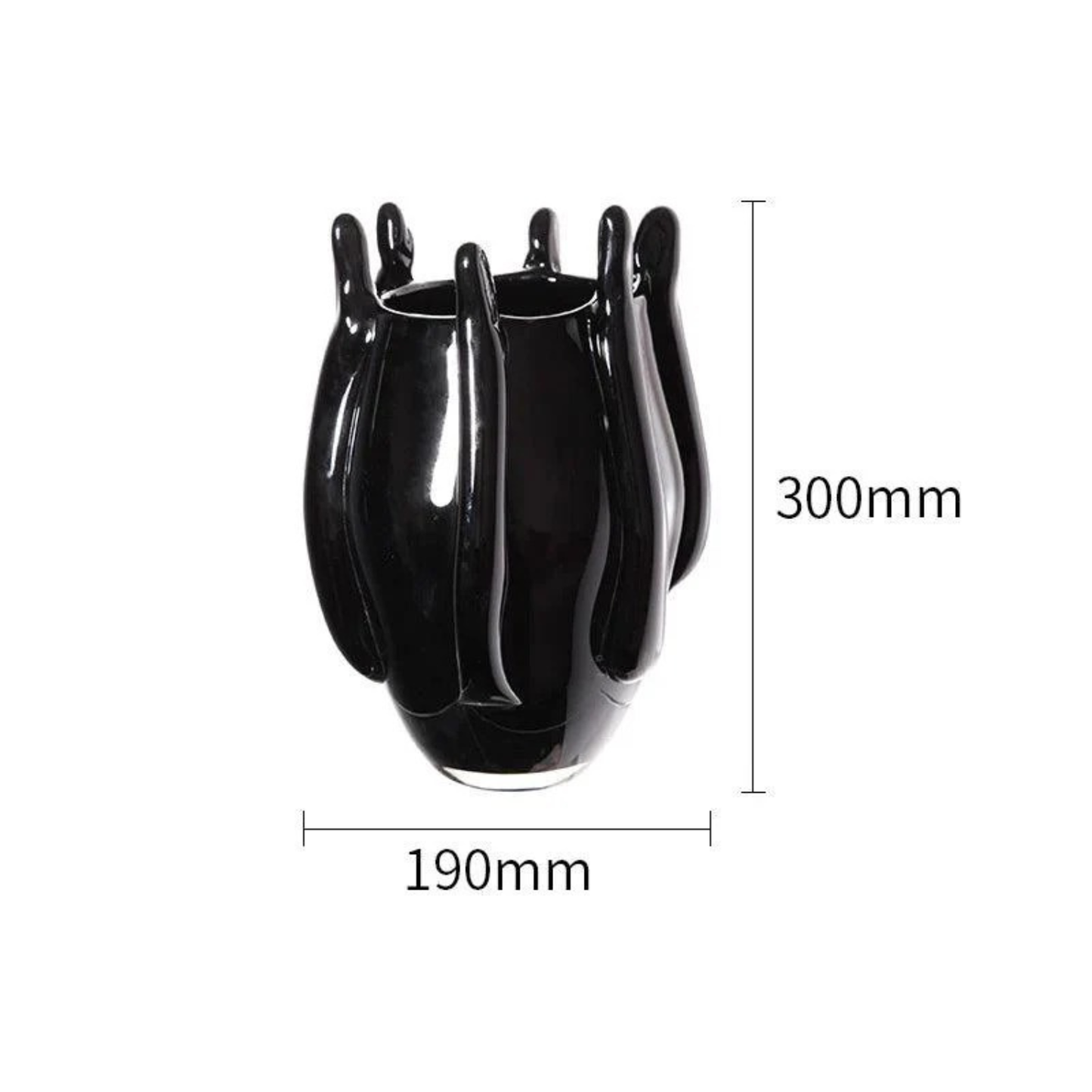 Luxus schwarze Glasvase – modern, einzigartig, Wohnraum Centerpiece