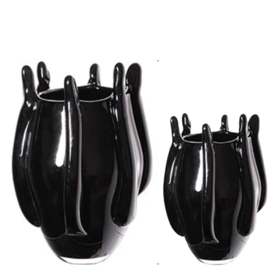 Luxus schwarze Glasvase – modern, einzigartig, Wohnraum Centerpiece