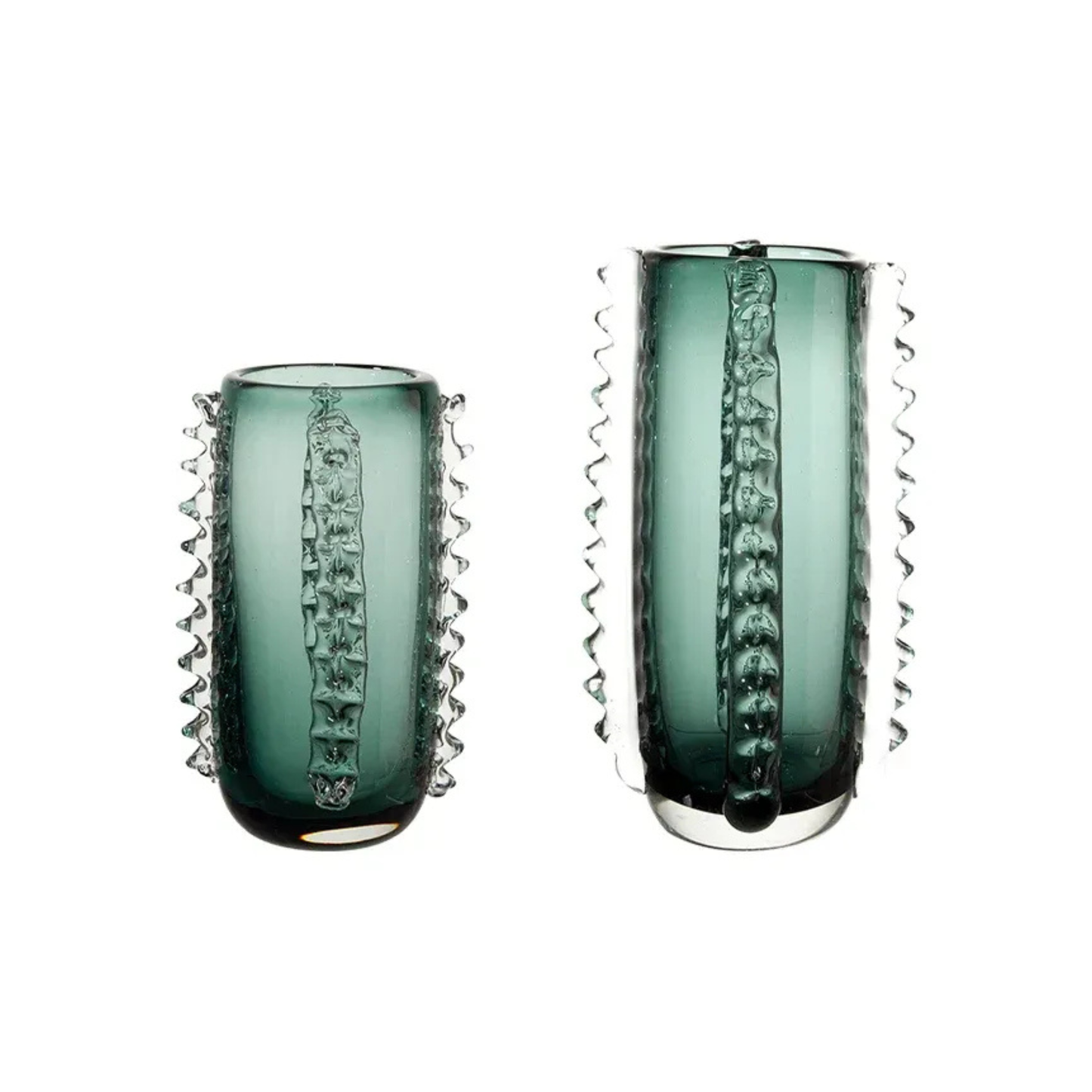 Set aus 2 handgefertigten Glasvasen – dick, schwer, luxuriös, modern
