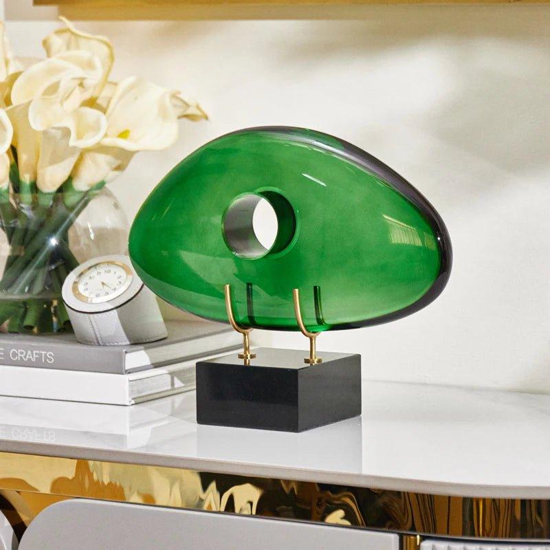 Luxuriöse grüne Desktop - Skulptur – Kristall & Marmor - Quality Elegance