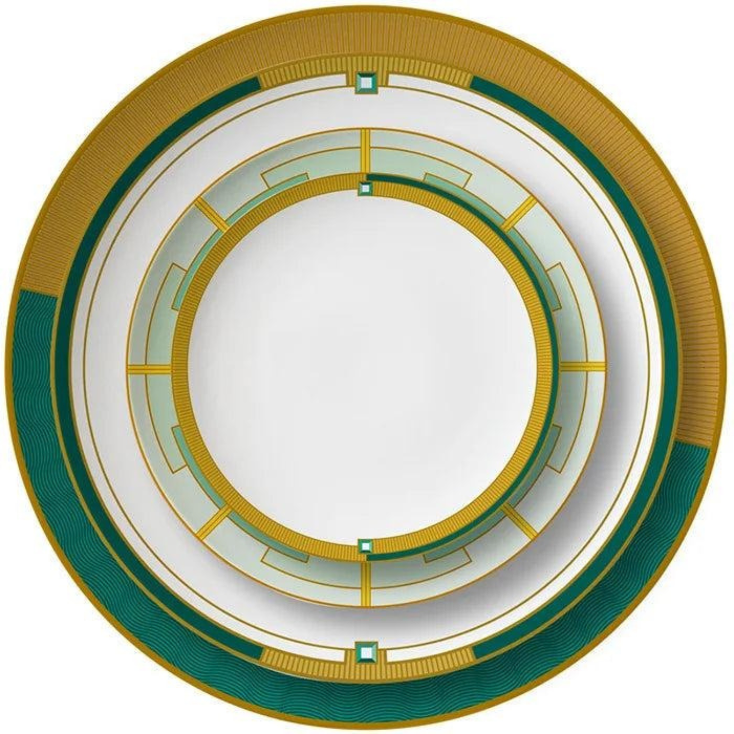 Luxuriöses Green & Yellow Circular Bone China Geschirrset