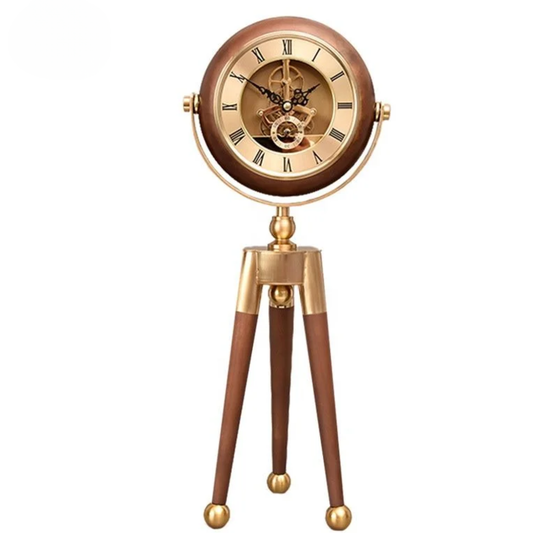 Europäische Vintage Tischuhr mit Stativ und Zahnrädern